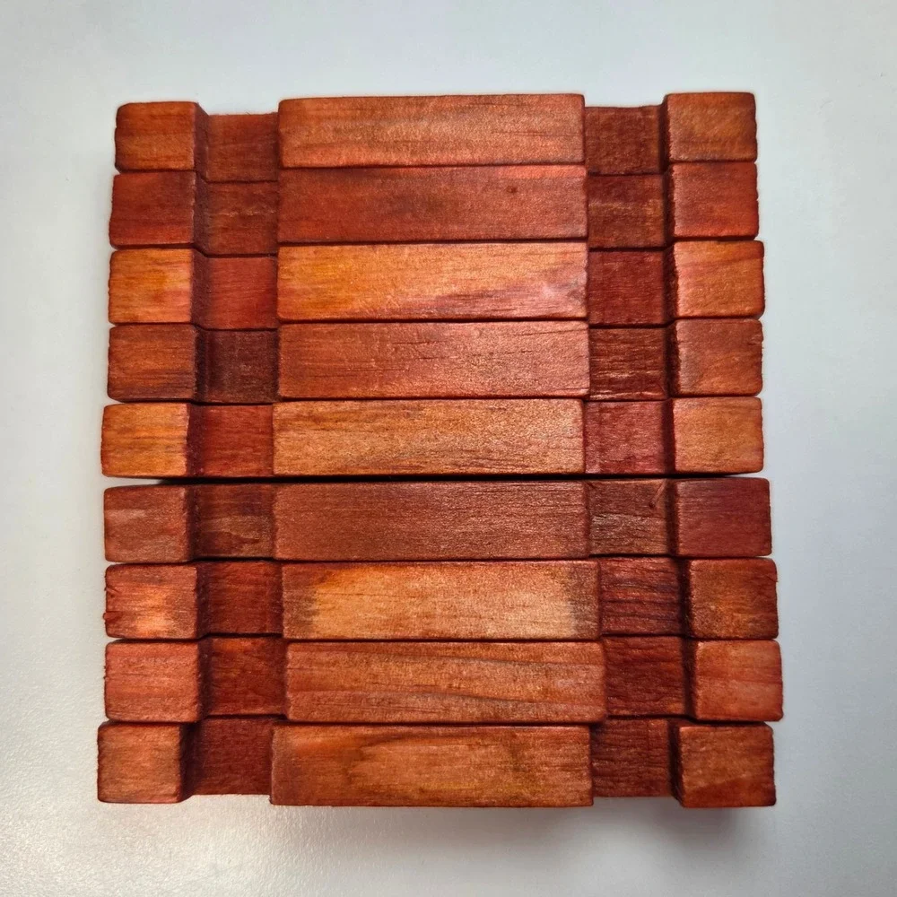 Vintage Wooden Red Building Logs Replacement Pieces Set of 9 Interlocking Toy